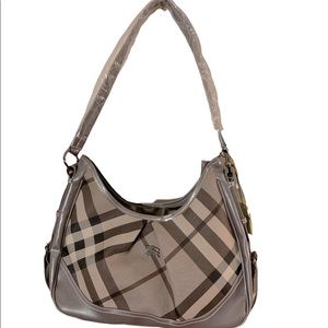 🔥 Authentic Burberry New Grey Nova Check Small Brooklyn Hobo Bag🔥
